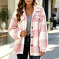 Veste femme à carreaux boutonnée confortable