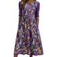 Robe mi-longue pour femme à imprimé fleuri, manches 3/4, avec poches