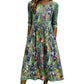 Robe mi-longue pour femme à imprimé fleuri, manches 3/4, avec poches