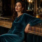 👗50% DE RÉDUCTION !🎇Robe élégante en velours à col bénitier pour femme