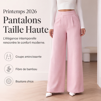 Pantalon large élégant à taille haute pour femme