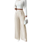 Pantalon large élégant à taille haute pour femme