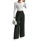 Pantalon large élégant à taille haute pour femme
