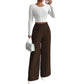 Pantalon large élégant à taille haute pour femme