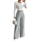 Pantalon large élégant à taille haute pour femme