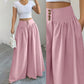 Pantalon large plissé taille haute pour femme