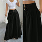 Pantalon large plissé taille haute pour femme