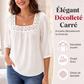 Blouse pour femme à col carré en dentelle et crochet