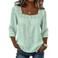 Blouse pour femme à col carré en dentelle et crochet