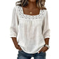 Blouse pour femme à col carré en dentelle et crochet