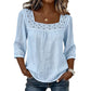 Blouse pour femme à col carré en dentelle et crochet