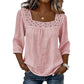 Blouse pour femme à col carré en dentelle et crochet