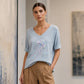 T-shirt imprimé à col en V pour femme
