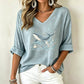 T-shirt imprimé à col en V pour femme