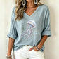 T-shirt imprimé à col en V pour femme
