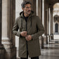 Veste coupe-vent à capuche mi-longue pour homme