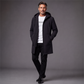 Veste coupe-vent à capuche mi-longue pour homme