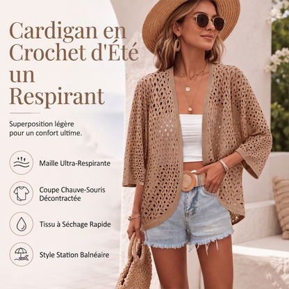 Cardigan léger ajouré décontracté pour femme