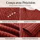 Haut en maille côtelée pour femme, col V avec boutons décoratifs