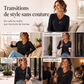 Haut en maille côtelée pour femme, col V avec boutons décoratifs