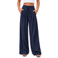 Pantalon large plissé fluide décontracté pour femme