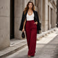 Pantalon large plissé fluide décontracté pour femme