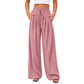 Pantalon large plissé fluide décontracté pour femme