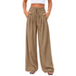 Pantalon large plissé fluide décontracté pour femme