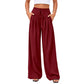 Pantalon large plissé fluide décontracté pour femme