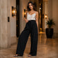 Pantalon large plissé fluide décontracté pour femme