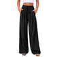 Pantalon large plissé fluide décontracté pour femme