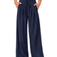 Pantalon large plissé fluide décontracté pour femme