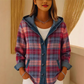 Veste à capuche en jean patchwork pour femme