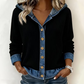 Veste à capuche en jean patchwork pour femme