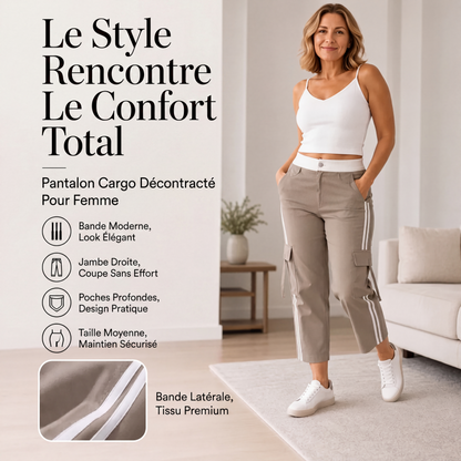 🌸 OFFRE LIMITÉE –50% ! ✨ Pantalon cargo capri de sport femme à bandes latérales