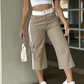 🌸 OFFRE LIMITÉE –50% ! ✨ Pantalon cargo capri de sport femme à bandes latérales