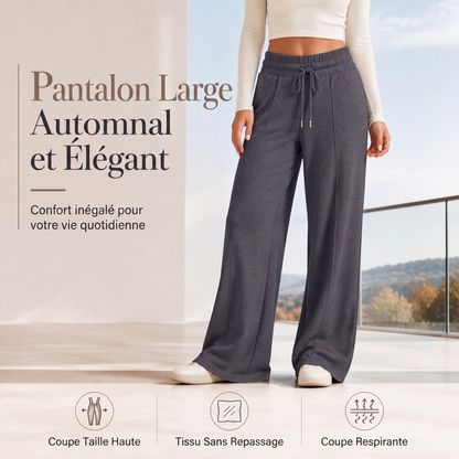 Pantalon large décontracté pour femme avec cordon de serrage élastique