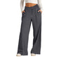 Pantalon large décontracté pour femme avec cordon de serrage élastique