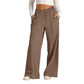Pantalon large décontracté pour femme avec cordon de serrage élastique