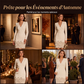 Robe élégante à col V pour femme, manches longues