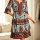 Robe bohème à col V et volants étagés pour femme