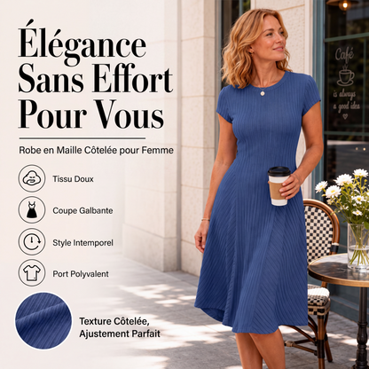 Robe en maille côtelée brossée élégante pour femme