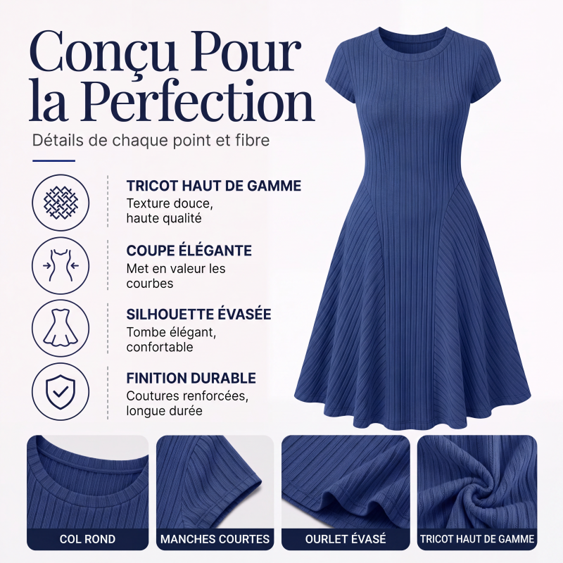 Robe en maille côtelée brossée élégante pour femme
