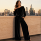 Ensemble haut épaules dénudées et pantalon large pour femme