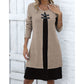 Robe décontractée pour femme en maille côtelée à manches longues