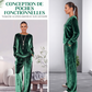 Ensemble deux pièces pour femme : haut en velours et pantalon
