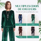 Ensemble deux pièces pour femme : haut en velours et pantalon