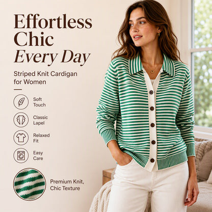 Women's Striped Knit Cardigan