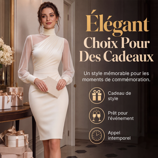 Robe moulante en maille à col montant pour femme