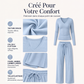 Ensemble pour femme : haut à col V à manches longues et pantalon à jambes larges